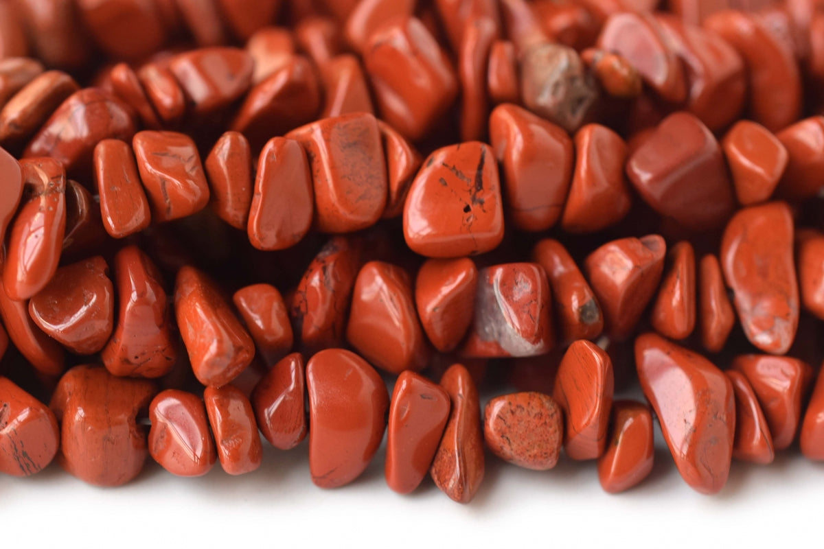 34" Natural Red jasper 5x10mm chips beads strands