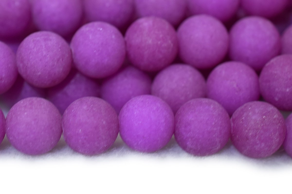 15.25" 6mm/8mm/10mm/12mm matte purple dyed jade Round beads gemstone