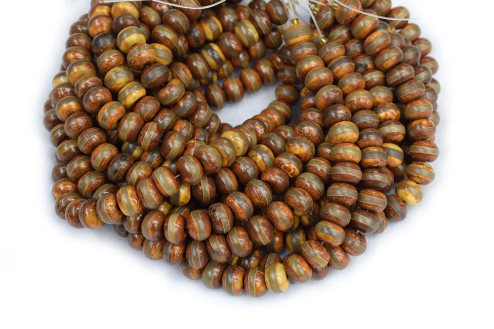 14.5" 8x12mm Antique Brown Bulk tibetan DZI agate rondelle beads one line