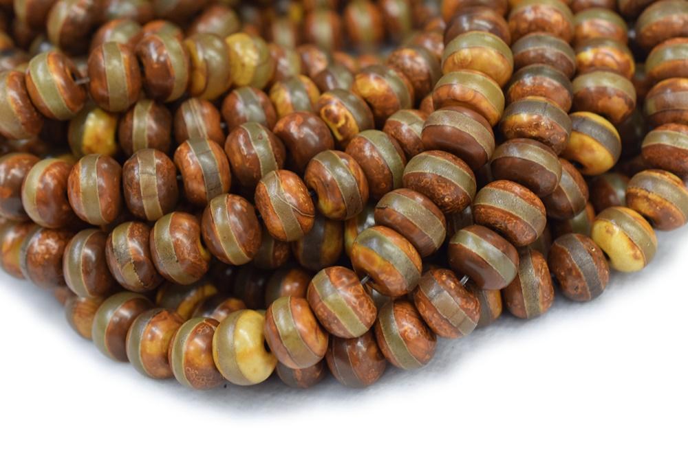 14.5" 10x14mm Antique Brown Bulk tibetan DZI agate rondelle beads one line