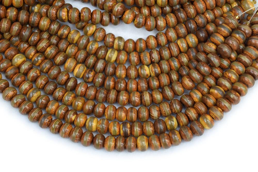 14.5" 8x12mm Antique Brown Bulk tibetan DZI agate rondelle beads one line