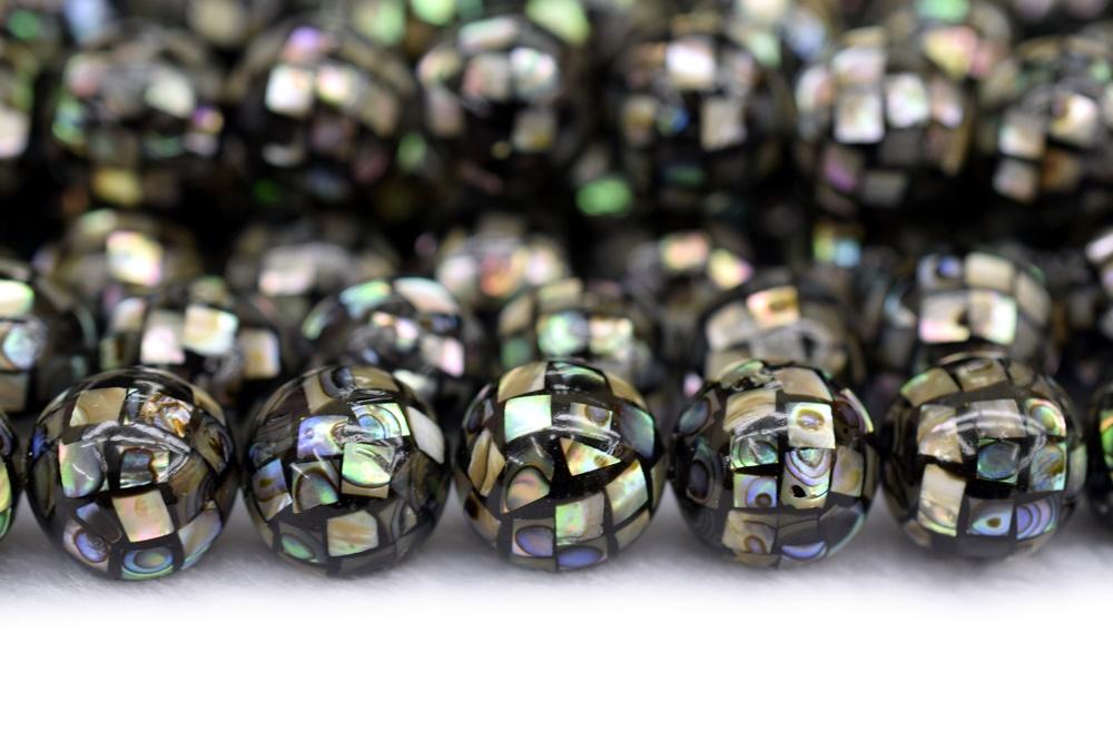 8 beads 12mm Mosaic Abalone Shell beads,paua shell ball beads