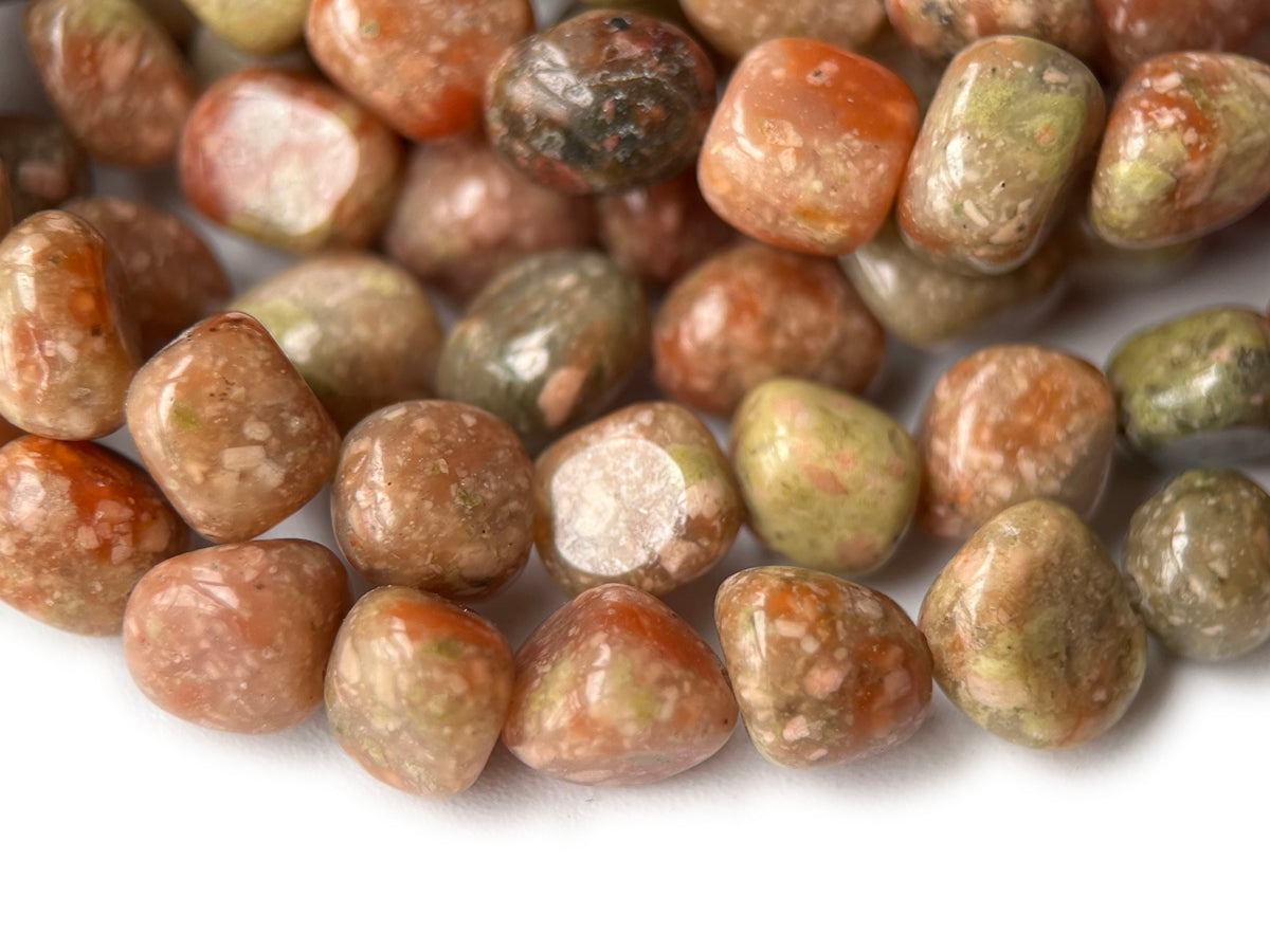 15.5" 5~7mm Natural Chinese Unakite pebbles/potato beads