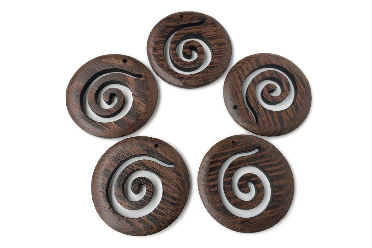 10pcs 50mm Brown Wooden round pendant, wood earrings pendant charm accessory