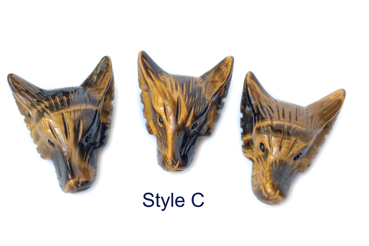 1pcs 30mm Natural Yellow tiger eye carving wolf head pendant
