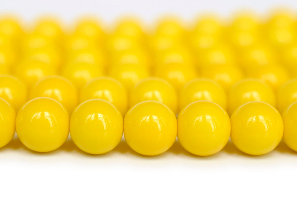 15.5" Glass druk round beads Lemon yellow 6mm/8mm/10mm