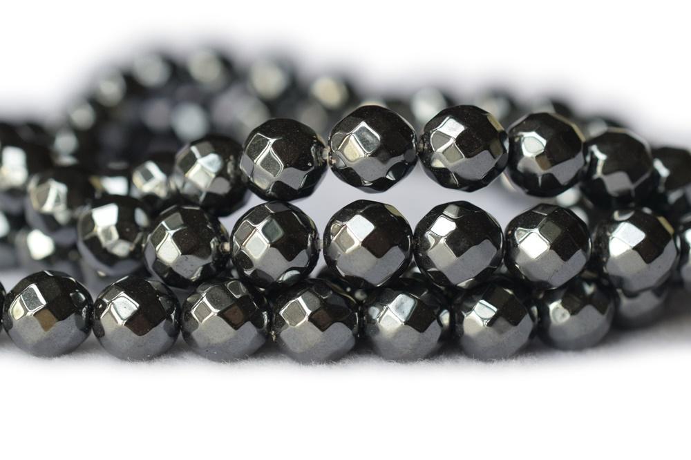 15.5" Black Hematite stone 6mm/8mm/10mm/12mm round faceted beads