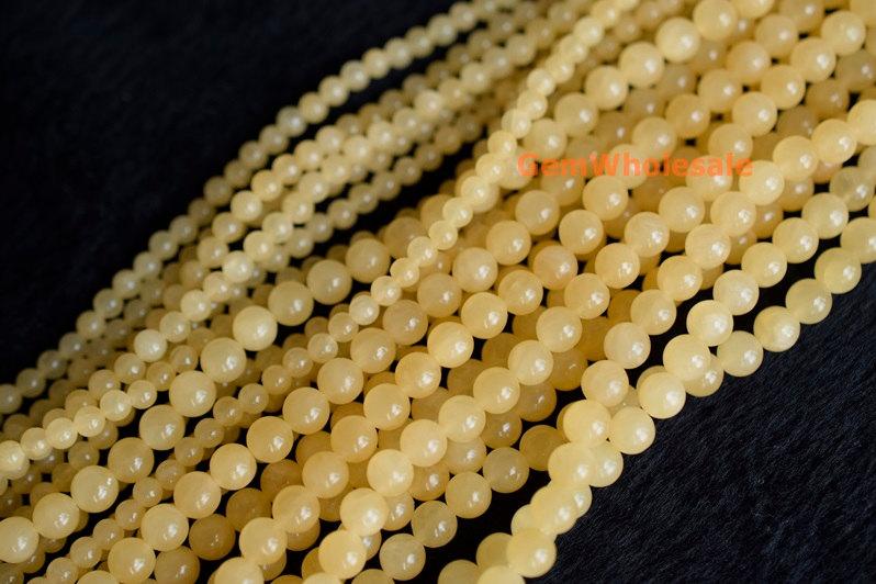 15.5" 4mm/6mm natural yellow jade Round gemstone beads