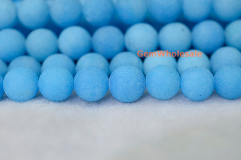 15.25" 6mm/8mm/10mm/12mm matte blue dyed jade Round beads gemstone