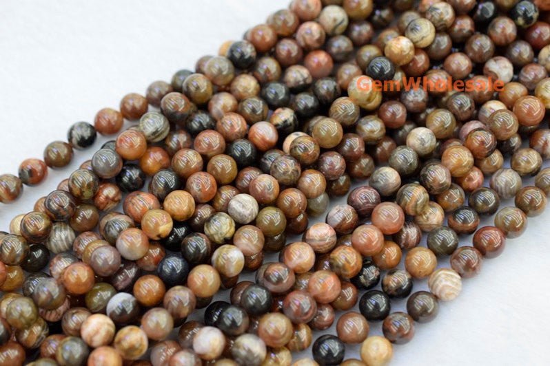 African Wood fossil stone - Round- beads supplier