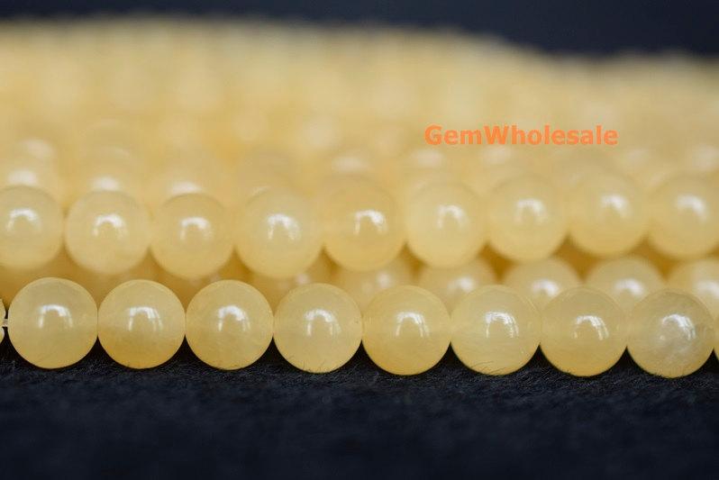 15.5" 4mm/6mm natural yellow jade Round gemstone beads