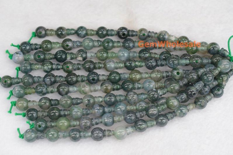 Green Moss agate - T hole- beads supplier
