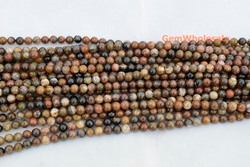 African Wood fossil stone - Round- beads supplier