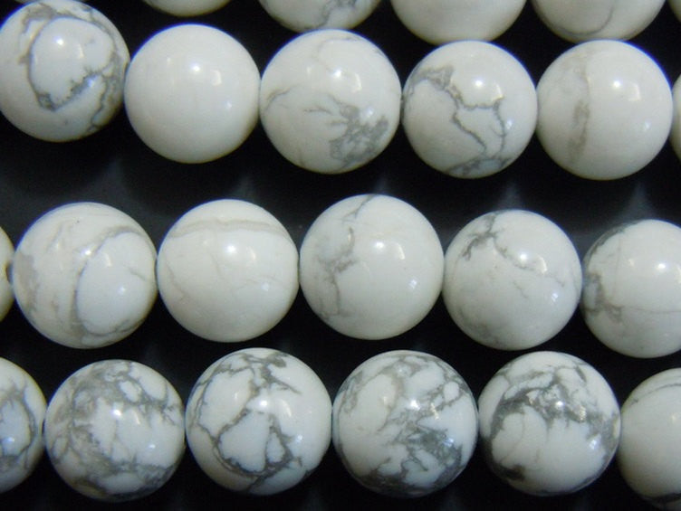 15.5" 8mm/10mm Natural white howlite round beads, White gemstone wholesale