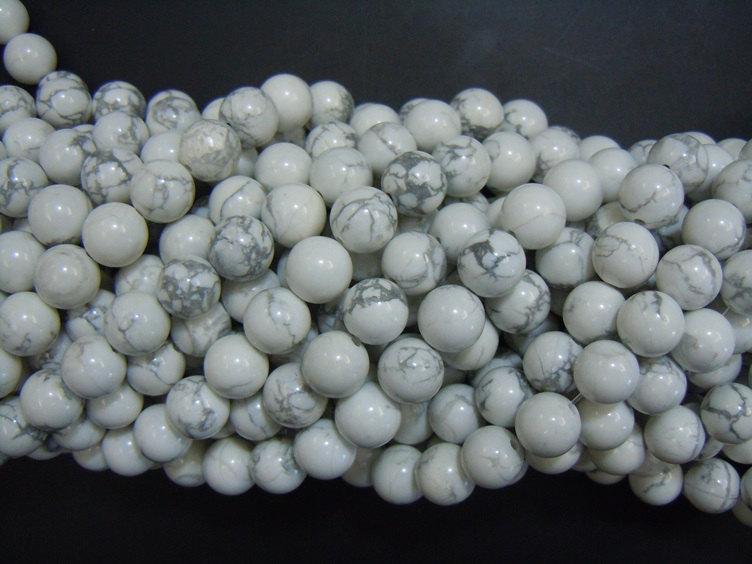 15.5" 8mm/10mm Natural white howlite round beads, White gemstone wholesale
