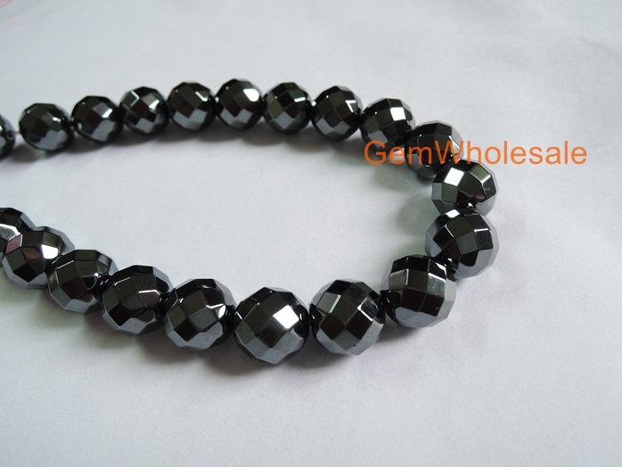15.5" Black Hematite stone 6mm/8mm/10mm/12mm round faceted beads