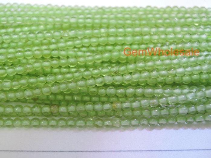 15.5" Peridot 2mm round beads, small yellow green color gemstone beads