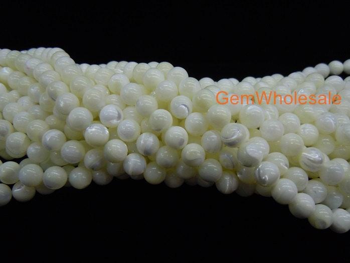 15.5" Natural white MOP round beads 10mm/12mm,white mother of pearl,