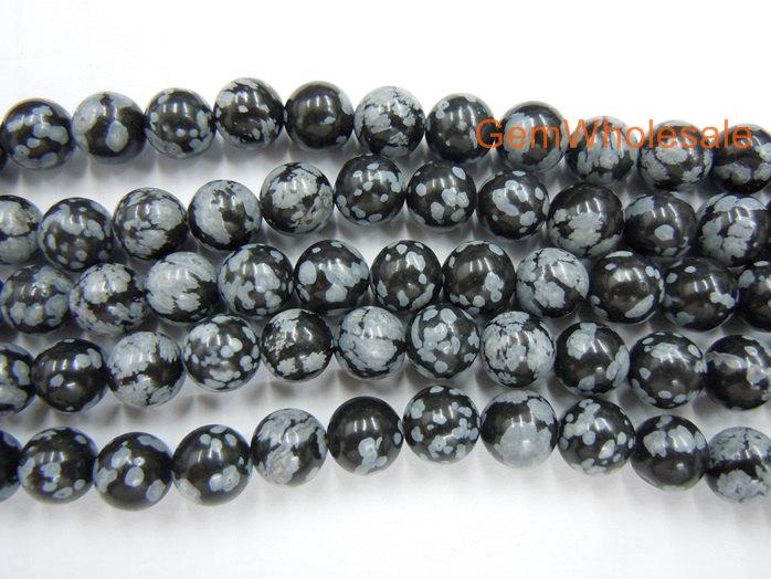 15.5" Natural Snowflake Obsidian 4mm/6mm/8mm round beads,black white Gemstone