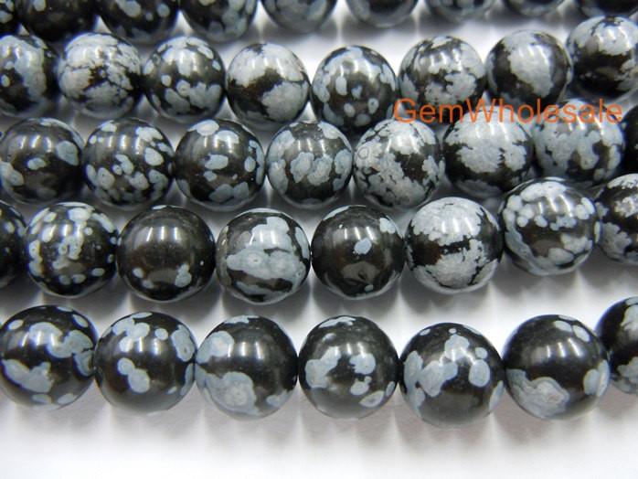 15.5" Natural Snowflake Obsidian 4mm/6mm/8mm round beads,black white Gemstone