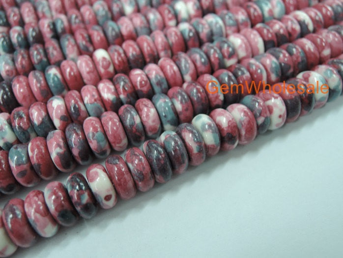 15.5" Dyed 3x8mm roundel dark red rain flower stone beads