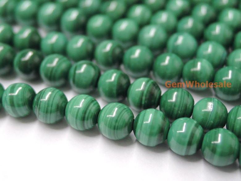 15.5" 4mm Natural green malachite stone round beads AA