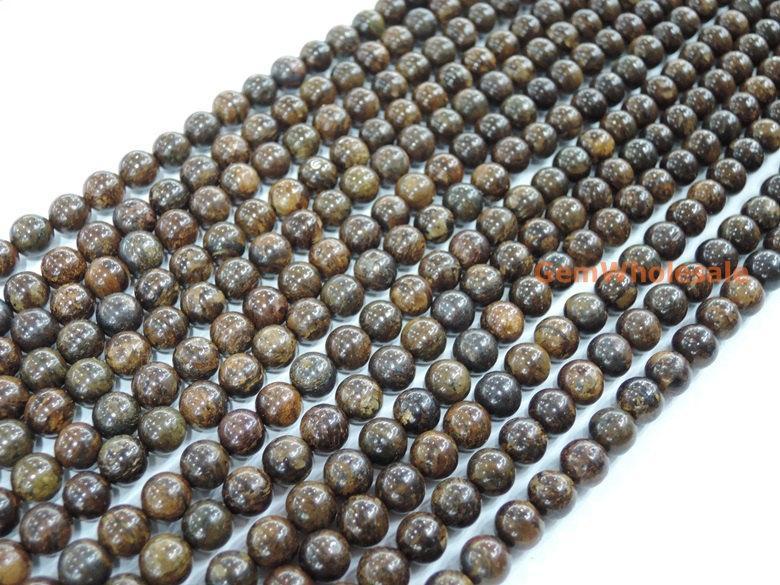15.5" Bronzite stone 6mm/8mm/10mm/12mm round beads, brown color stone