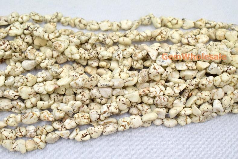 15.5" 8~12x12~18mm white howlite nugget beads, Ivory color Gemstone nugget