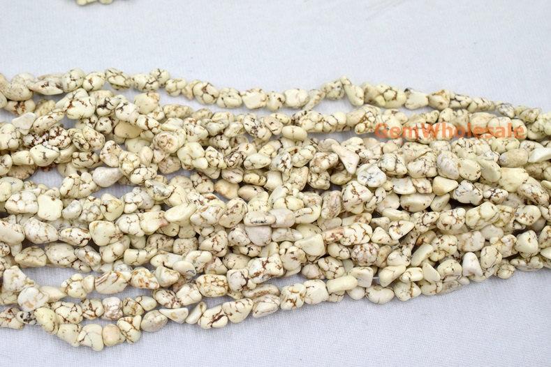 15.5" 8~12x12~18mm white howlite nugget beads, Ivory color Gemstone nugget