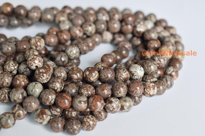 15.5" Natural Chinese Snowflake Obsidian 6mm/8mm/10mm round beads,coffee grey gemstone