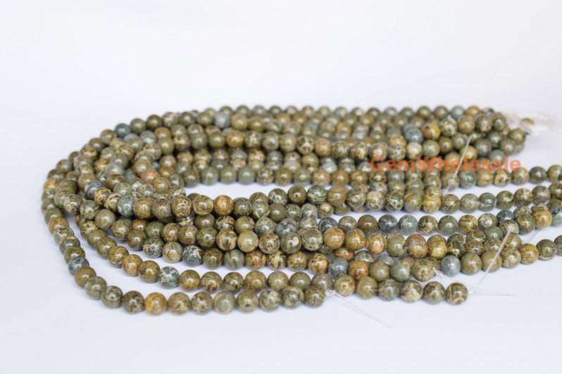 African army green jasper - Round- beads supplier