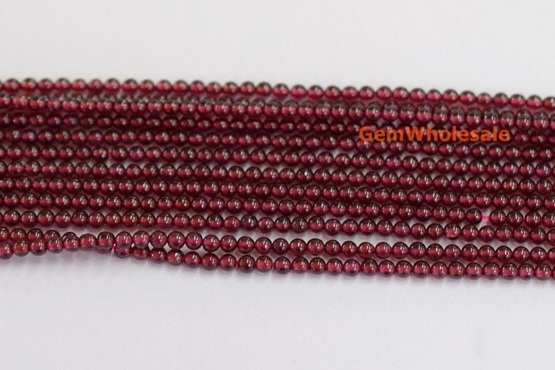 15.5" Wine Red garnet 2mm round beads , Red color 2mm small gemstone