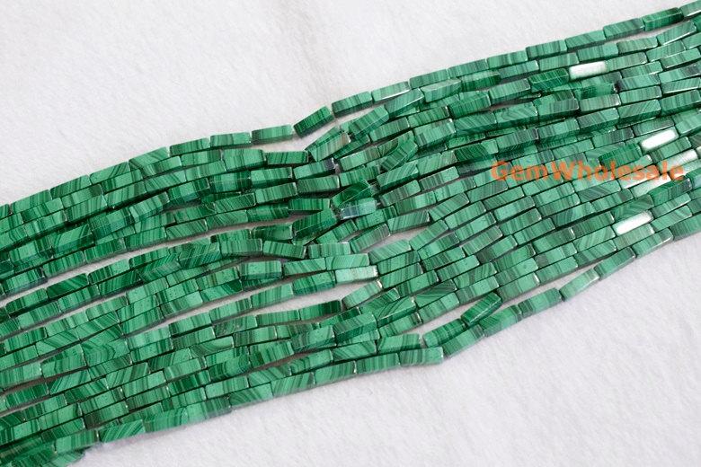10PCS 4x13mm Genuine natural malachite stone Rectangle tube beads AA