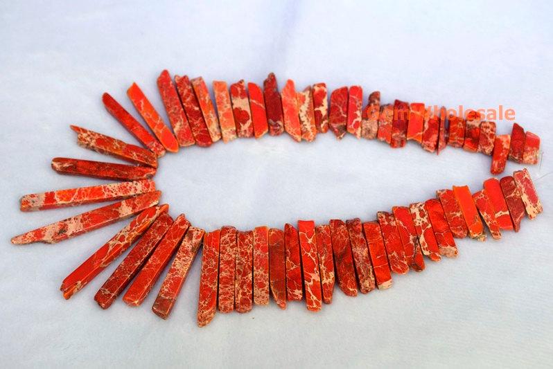 15.5" 20~50*6mm Orange Aqua Terra Jasper graduated slab,Top Drilled Stick beads, imperssion jasper