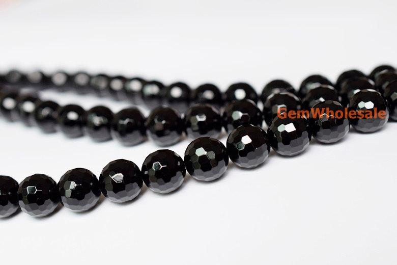 15.5" 6mm/8mm Black onyx/agate round 128 faceted beads,gemstone